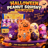 Jouets Squishy en PU à Remontée Lente en Forme d'Arachide pour Halloween, Imprimés, Doux, Anti-Stress, Cadeaux de Fête, Vente en Gros
