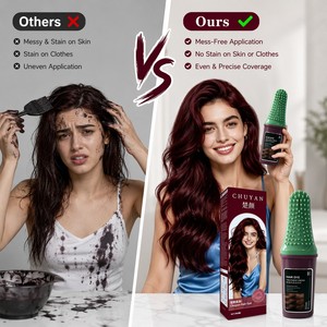 Crema de Coloración Capilar Personalizada OEM, Rojo Vino Borgoña, 200 ml, Botella con Peine, Nutritiva, Control del Frizz, Popular - Product Image 2