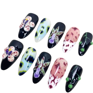 Uñas postizas personalizadas hechas a mano, 10 unidades, diseño 3D de araña de acrílico, estilo Halloween, almendradas, de cobertura completa, cuadradas, de alta calidad, tipo stiletto. - Product Image 6