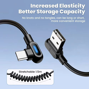 <span class=keywords><strong>Cable</strong></span> <span class=keywords><strong>de</strong></span> <span class=keywords><strong>Carga</strong></span> Rápida USB C <span class=keywords><strong>de</strong></span> 120W 6A, <span class=keywords><strong>Cable</strong></span> <span class=keywords><strong>de</strong></span> Datos con Resorte Extensible en Forma <span class=keywords><strong>de</strong></span> Codo para iPhone, <span class=keywords><strong>Samsung</strong></span>, Xiaomi, Huawei, <span class=keywords><strong>Cable</strong></span> Tipo C para <span class=keywords><strong>Carga</strong></span> en Auto - Product Image 5