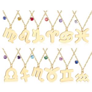 Collar de Cadena con Moneda del Zodíaco de Acero Inoxidable Impermeable y Antideslustre con Nombre Personalizado y Doce Constelaciones de 18K - Product Image 1