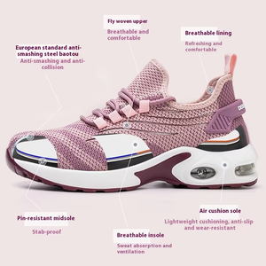 Scarpe di sicurezza per il tempo libero da donna di moda facili da indossare scarpe da lavoro Anti-caduta all'ingrosso con rete sportiva - Product Image 3