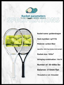 Raqueta de Tenis Personalizada Ligera y Resistente a Impactos, Raqueta de Fibra de Carbono de 27 Pulgadas para Adultos, Principiantes e Intermedios - Product Image 3