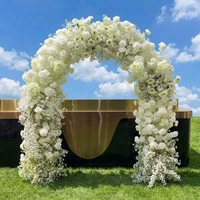 Décoration florale artificielle pour mariage, guirlande de verdure artificielle, rangée de feuilles vertes et blanches, décoration florale en forme de U pour arche