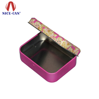 Boîte en métal à charnière rectangulaire personnalisée avec couvercle supérieur et récipient de qualité alimentaire petites capsules en métal de voyage en étain boîte en fer blanc cadeau bonbons à la menthe