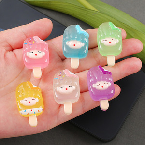 Pendentif en résine rouge vif en forme de crème glacée de dessin animé, porte-clés, accessoire de bijouterie DIY pour coque de téléphone, style frais et doux, été 2025 - Product Image 2
