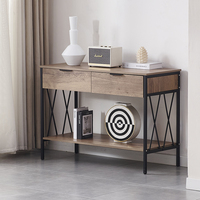 Nouveau design Table console à 3 niveaux avec 2 tiroirs Table de canapé d'entrée industrielle Table console longue et étroite en bois pour le salon