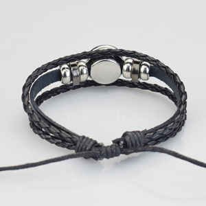 Bracciale Nero <span class=keywords><strong>Occhi</strong></span> di Drago Malvagi che si Illumina al Buio, con Cabochon in Vetro Occhio di Drago Fatto a Mano, Bracciali in Pelle Intrecciata, Gioielli Punk Cool - Product Image 5