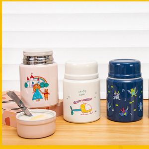 Barattolo per alimenti per cartoni animati per bambini da 450ml scatole per il pranzo per adulti personalizzate boccetta per alimenti per il pranzo <span class=keywords><strong>in</strong></span> acciaio inossidabile con cucchiaio e coperchio - Product Image 5