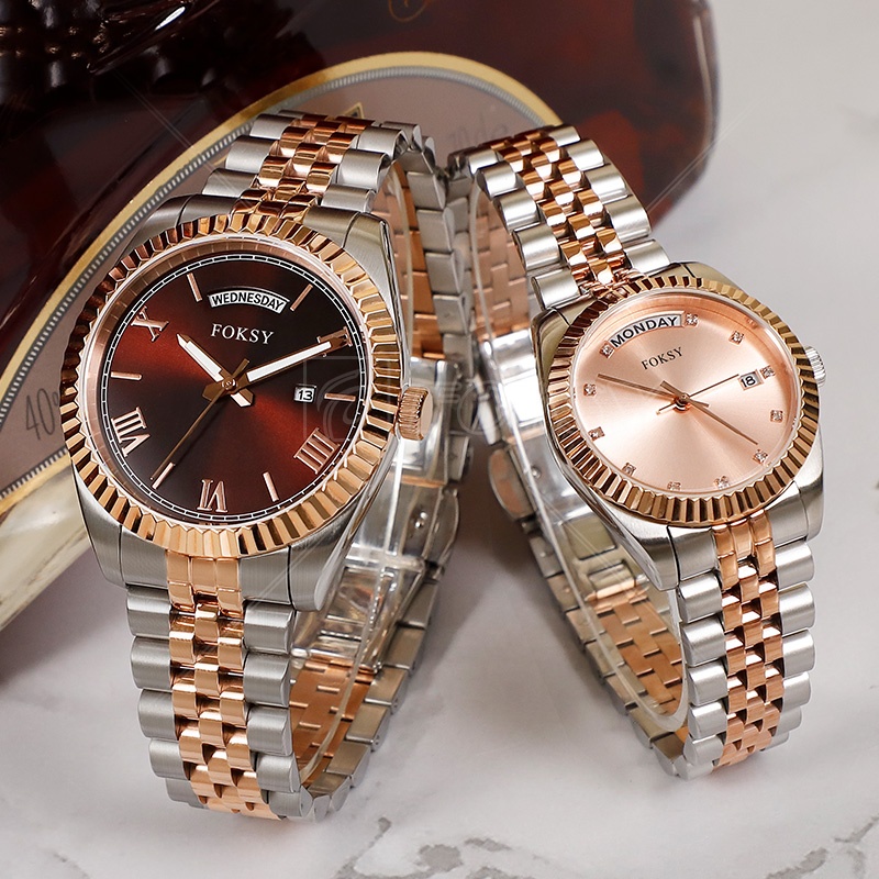 Rose Gold Montre Duo Couple Fossil Shop Luxury Couple Watches
