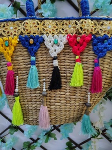 Women's Genuine <b>Leather</b> <b>Tote</b> <b>Bag</b> Colorful Rivet Decoration Casual Beach Handbag Handmade <b>Woven</b> Summer Shoulder <b>Bag</b> Zipper - Product Image 4