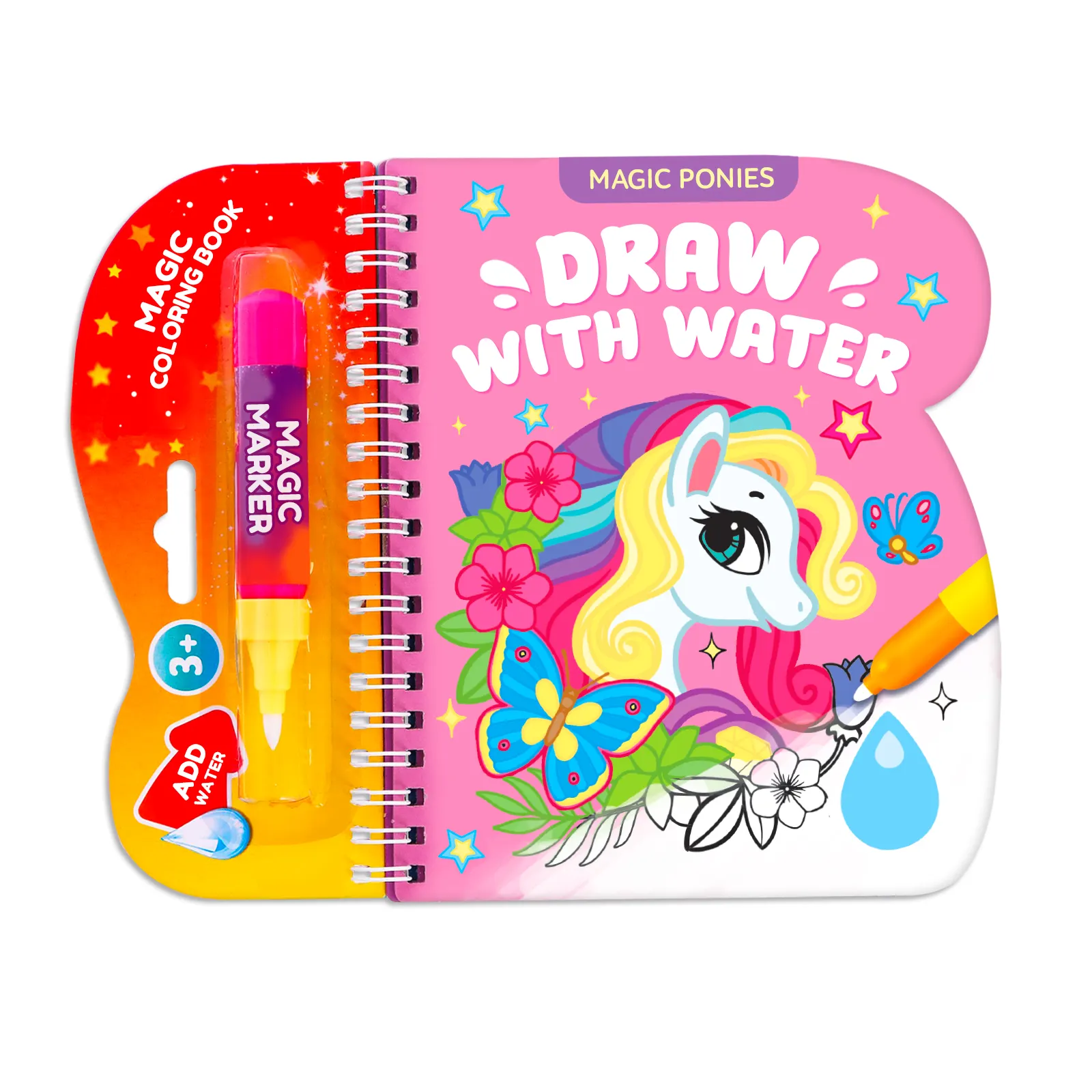 Wip-Clean-Beländer-Buch Farben- und Löschaktivitätsbuch mit 5 Wip-Off-Marker pädagogisches Buch für Kinder