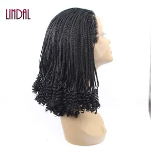 LINDAL 14英寸黑色短波布编织合成假发蕾丝前波布编织假发女性自然头发