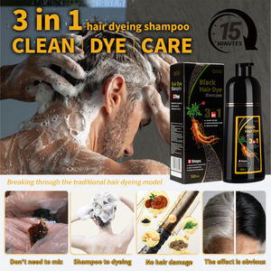 Champú negro 3 en 1 <span class=keywords><strong>para</strong></span> <span class=keywords><strong>barba</strong></span>, colorante y limpiador, ingredientes herbales naturales, textura suave e hidratante, de larga duración - Product Image 1