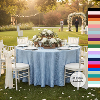 Nappe Ronde en Taffetas Froissé de Luxe en Gros 120/132 Pouces, Nappes Brillantes Effet Froissé pour Décoration de Mariage, Événements et Banquets