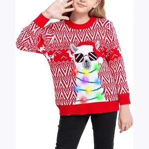 어린이 스웨터 겨울 가을 소녀 소년 의류 아기 니트웨어 어린이 인쇄 따뜻한 크리스마스 스웨터