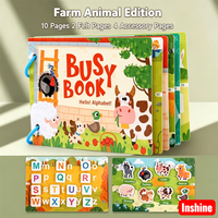 Livre d'activités pour tout-petits sur les animaux de la ferme, livre silencieux d'apprentissage précoce, livre d'activités en feutre sur l'alphabet, jouet éducatif préscolaire Montessori