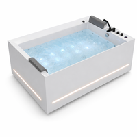 Baignoire de luxe rectangulaire portable autoportante à hydromassage avec bande LED d'ambiance, certifiée CE SAA, pour hôtel et villa