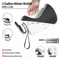 Bouteille de sport de 3,78 litres (1 gallon) avec couvercle à double fonction, poignées et large ouverture en PP
