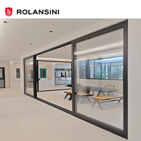 Porte coulissante de patio Rolansini moderne à double vitrage trempé, en alliage d'aluminium robuste, isolation thermique pour maison