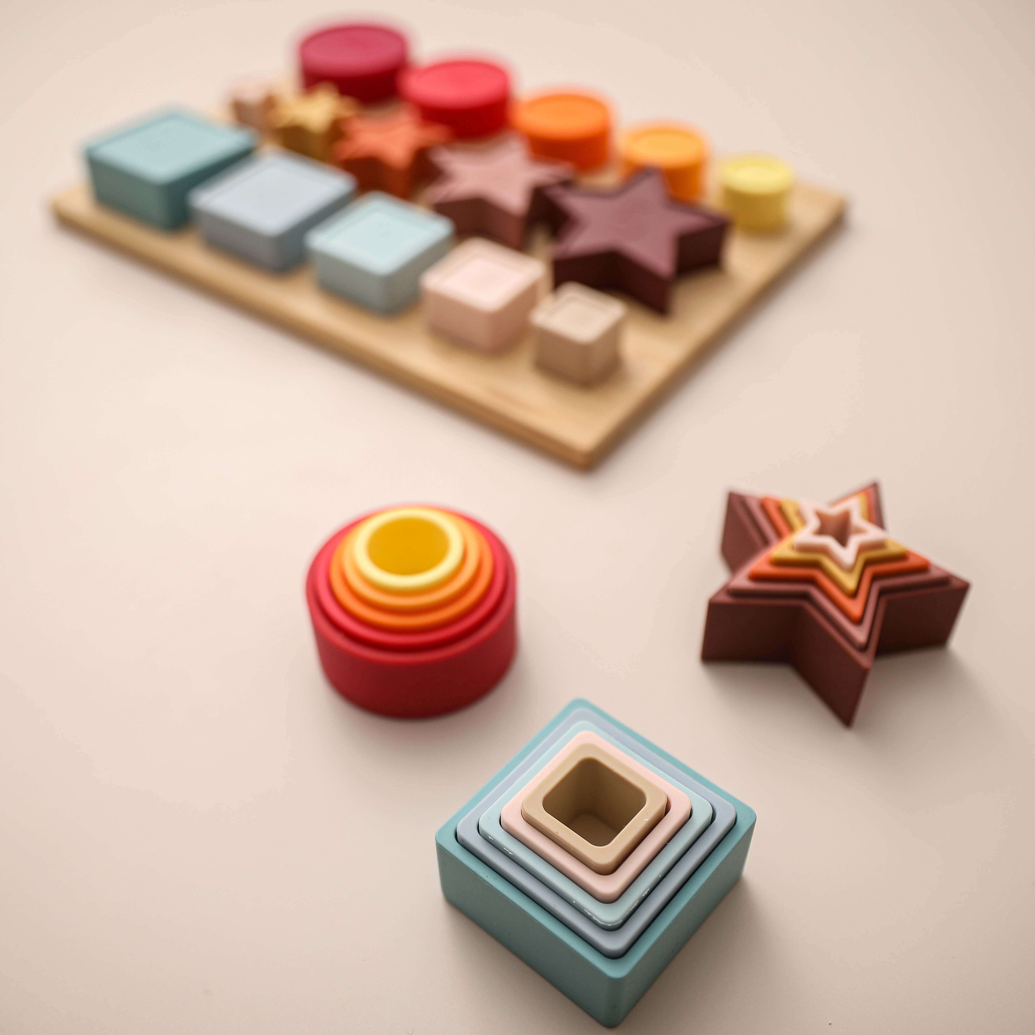 Новый Популярный Детский силиконовый геометрический игрушечный набор из трех предметов