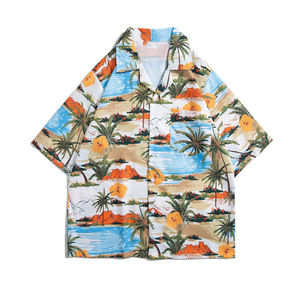Camiseta hawaiana caqui de expedición de fotografía para hombre de moda con impresiones de lente de cámara para safaris fotográficos africanos - Product Image 2