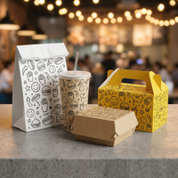 Ensemble de boîtes en papier pour hamburgers et poulet frit, imprimées sur mesure, biodégradables, écologiques, de qualité alimentaire, emballages jetables pour la restauration rapide