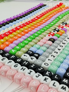 Perline in Silicone Alimentare per Dentizione Fai-da-te, Braccialetti e Ciucci Multisfaccettati, Perline Sciolte all'Ingrosso con Lettere Inglesi, 0-24 Mesi - Product Image 4