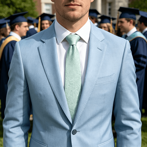 Corbata Clásica de Seda para Hombre con Diseño Paisley en Verde Menta y Tejido Jacquard para Uso Profesional - Product Image 5