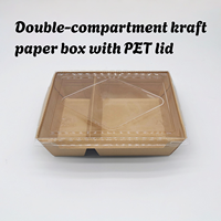 Boîte alimentaire en papier kraft écologique à double compartiment avec couvercle transparent en PET, étanche, pour plats à emporter et préparation de repas