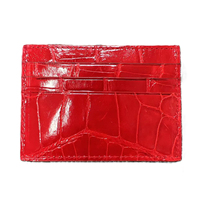 Portefeuille fin pour homme en cuir de crocodile véritable noir de luxe, porte-cartes de crédit, cuir exotique véritable, portefeuilles minimalistes