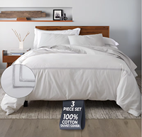 Parure de lit blanche brodée 100 % coton, drap plat, housse de couette, tailles Twin, Queen, King, pour hôtel et maison, vente en gros
