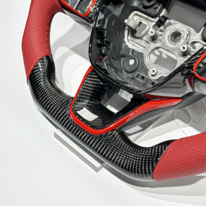 Volant en cuir personnalisé, accessoires de voiture pour Ford <span class=keywords><strong>Focus</strong></span> MK2 MK3 MK4 RS <span class=keywords><strong>ST</strong></span> Mondeo, vente flash, volant en fibre de carbone - Product Image 4