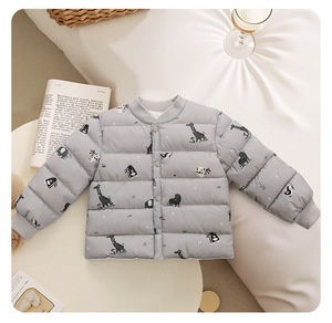 MAM2009 - Manteau en coton doublé pour garçons et filles, fermeture à simple boutonnage, chaud et décontracté, motif imprimé pour bébé - Product Image 1