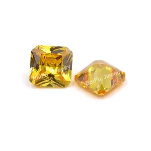 Wholesale price 5A quality loose zircon gemstone machine cut yellow octagon shape synthetic cz cubic zirconia