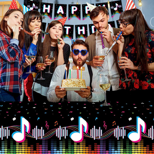 Articles de fête sur le thème de la <span class=keywords><strong>musique</strong></span> : Assiettes, serviettes, gobelets, nappes et bannières jetables pour décorations d'<span class=keywords><strong>anniversaire</strong></span> de fête musicale pour filles et garçons - Product Image 5