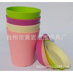 กระถางดอกไม้พลาสติกสีชมพูทรงกลมสำหรับใช้ในบ้าน พร้อมจานรอง - Product Image 3