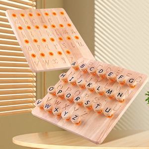 Planche <span class=keywords><strong>de</strong></span> <span class=keywords><strong>suivi</strong></span> en bois pour enfants, apprentissage des lettres Double face, alphabet cognitif Montessori, jouets éducatifs en bois - Product Image 2