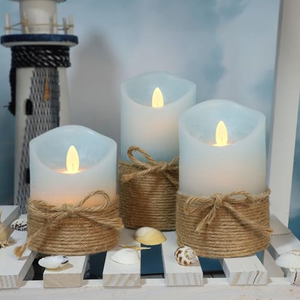 Bougie LED sans flamme en cire véritable avec corde de chanvre, à piles, effet flamme 3D, avec télécommande, pour décoration de Noël - Product Image 2
