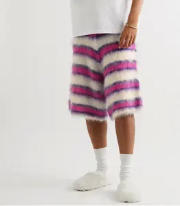 Sweater Factory Summer Custom Logo Men Knitwear Fuzzy Pants Fluffy Casual Leisure Knit Mohair Shorts