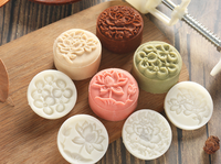 3D Kunststoff Moon Cake Mould Set 4 Stück 50g Chinesisches traditionelles Muster Text muster Blumen form Moon Cake Mould Set