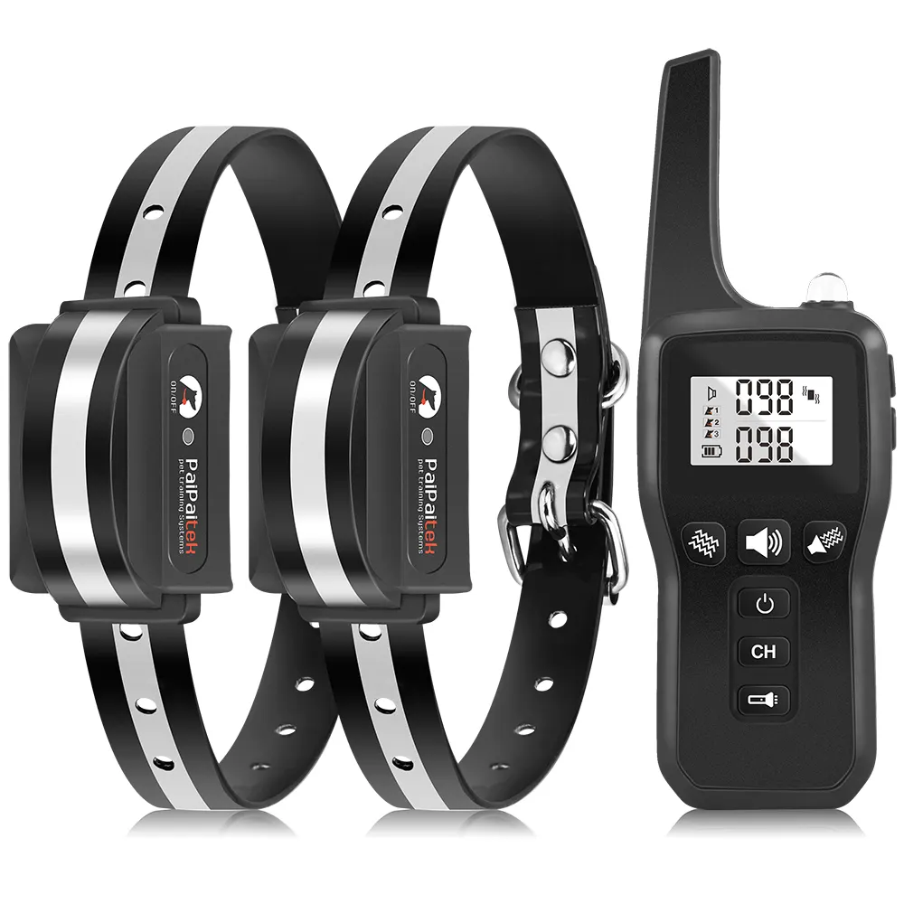 With both Manual remote control dog training and automatic barking stop function dog training collar beeper