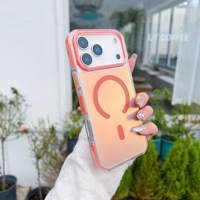 Coque de téléphone magnétique transparente de luxe antichoc en TPU+PC style caméléon à chargement sans fil couleur unie pour iPhone 17 Pro Max