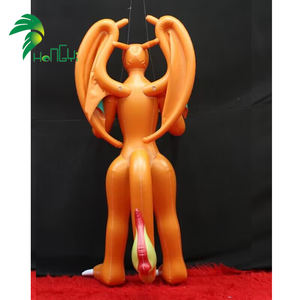 Dragon gonflable sur pied personnalisé, dragon gonflable de dessin animé en PVC, dragon orange gonflable avec queue de <span class=keywords><strong>flamme</strong></span> - Product Image 6