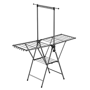Simple Stainless Steel Foldable Gullwing Drying <b>Rack</b> for Bathroom-<b>Clothes</b> Towel Stand - Product Image 1