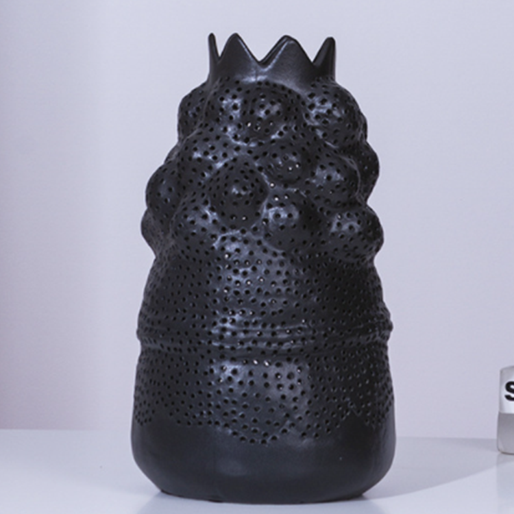 Hot selling craft flower arrangement pieces home living room table and chair irregular shape black ceramic vases