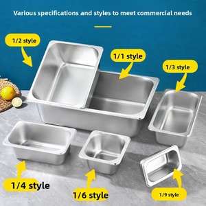 Wadah Penyimpanan Makanan Persegi Panjang GN Pan Stainless Steel 304 Grosir Dengan Tutup Berbagai Ukuran untuk Katering - Product Image 3
