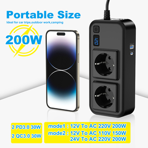 4 USB Car Charger 12V DC để 110V 220V Xe cắm Adapter Outlet chuyển đổi 200W Power <span class=keywords><strong>Inverter</strong></span> cho máy tính xách tay máy tính - Product Image 4
