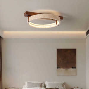 Lámpara de <span class=keywords><strong>Techo</strong></span> de Estilo Japonés para Dormitorio y Sala de Estar con Diseño de Travertino Amarillo, Lámpara LED Circular Creativa de Estilo Wabi-Sabi - Product Image 4