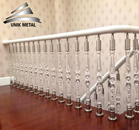 Rampe d'escalier moderne en acrylique cristallin, balustres en verre de luxe, main courante en tube d'acier inoxydable, pour villa et hôtel, finition miroir/satinée